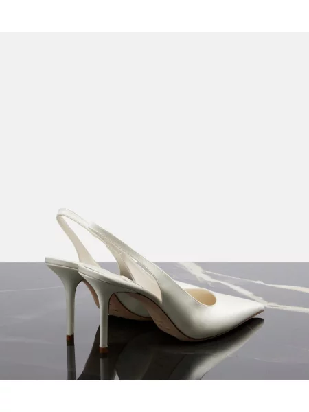 Pantofi cu toc Jimmy Choo din satin slingback alb
