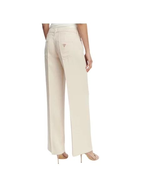 Guess Blugi Crem Wide Leg alb