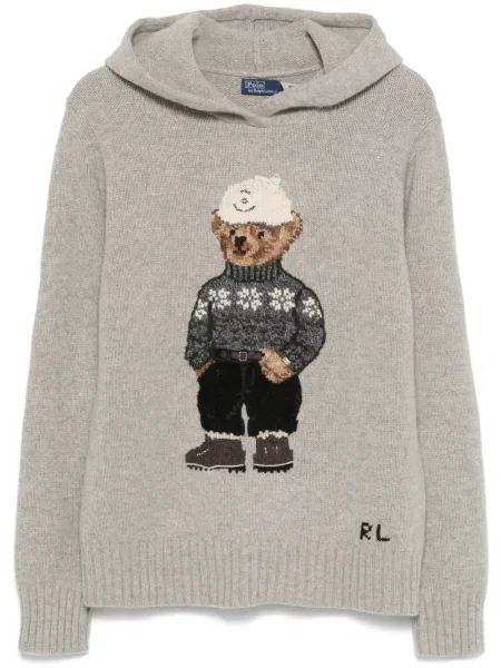 Odgovarati pletena polo majica Polo Ralph Lauren karirana siva