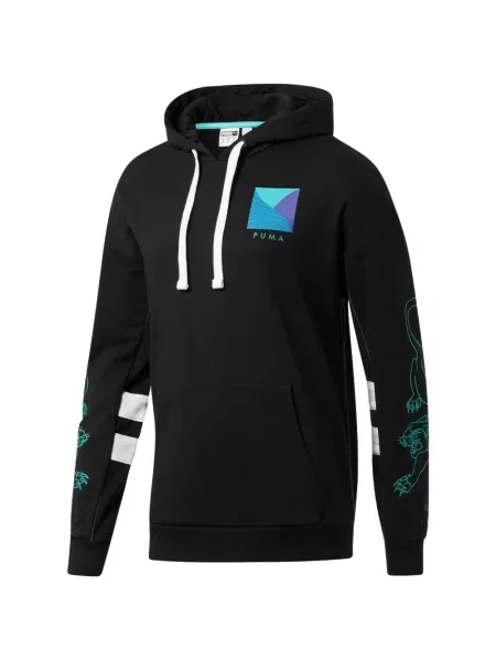 Hanorac cu glugă Puma cu broderie negru