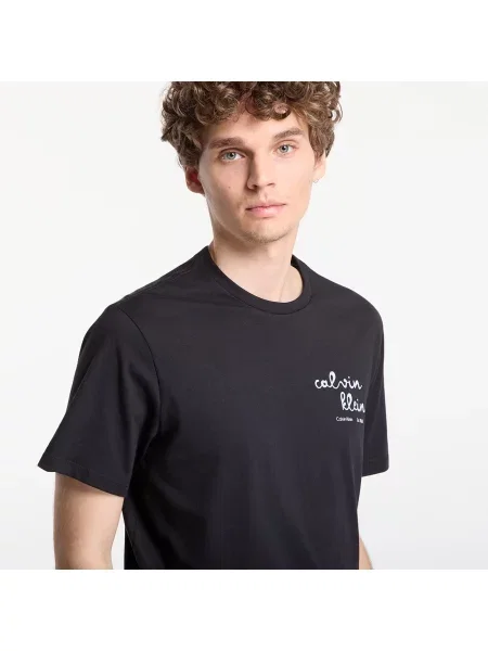 T-shirt Calvin Klein Jeans Ss Eu Ck Trvl Lines Seasonal Tee Black M μαύρο