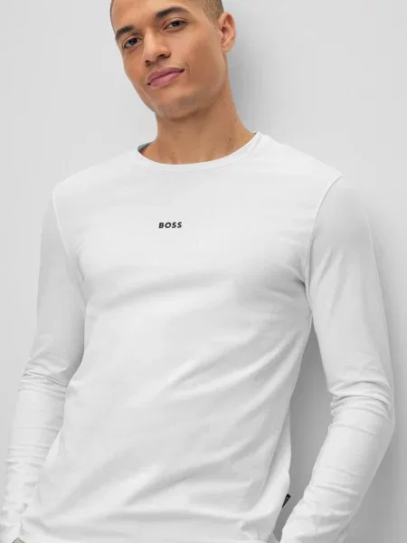 Tricou cu mânecă lungă Boss alb