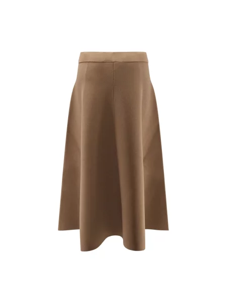 Lniana spódnica midi Max Mara brązowa
