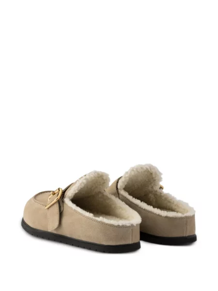 Papuci tip mules Prada din piele de căprioară