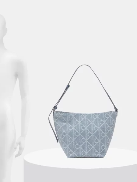 Táska Calvin Klein Emblem Aop Denim Bucket Blue Universal kék