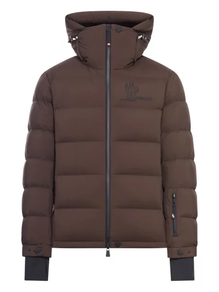 Ски яке Moncler Grenoble с качулка кафяво