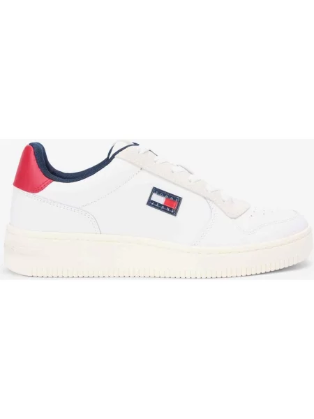 Buty Tommy Jeans Retro Basket beżowy czerwony 40 biały