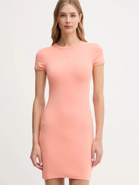 Calvin Klein Jeans sukienka mini dopasowana pomarańczowy