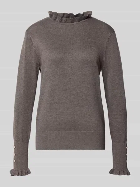 Sweter z dzianiny ze stójką i falbanami model Katie' Free/quent