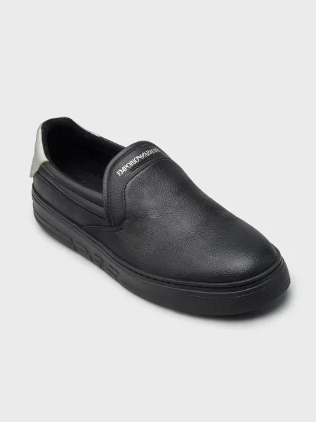 Мокасины Emporio Armani слипон черные