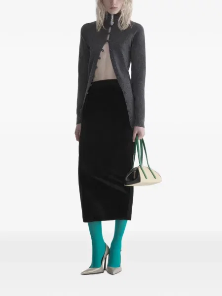 Fustă tip creion Mugler de catifea negru