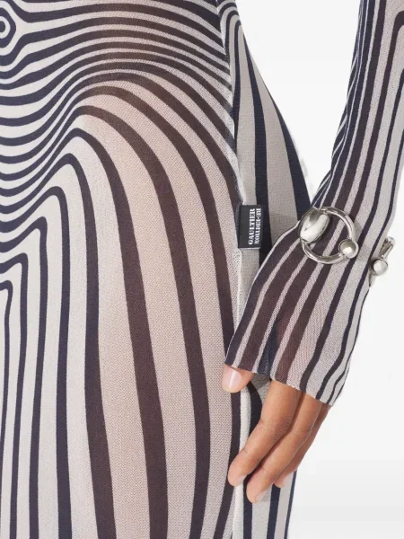 Rochie maxi Jean Paul Gaultier cu dungi lungă de costum alb