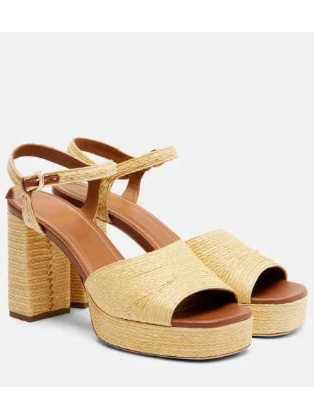 Sandale Staud din piele cu platformă bej