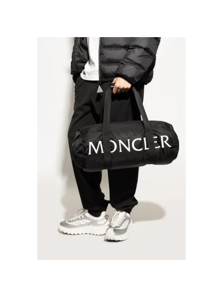 Torba Moncler skórzana z logo wodoszczelna czarna