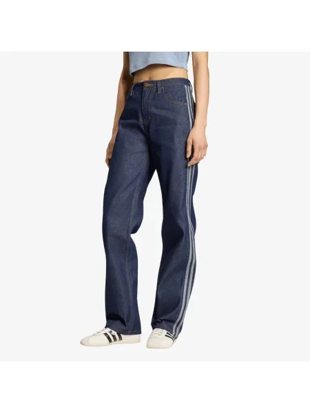 Blugi adidas Firebird Mid Rise Straight Denim Pant Indigo Denim