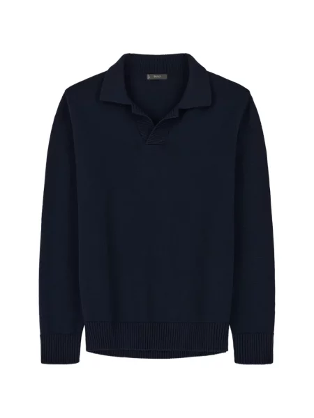 Tricou polo Boggi Milano de lână albastru