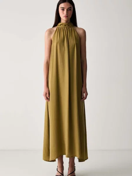 ViCOLO rochie halter din lyocell verde