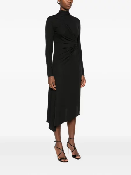 Rochie midi Ermanno Firenze asimetrică drapată negru
