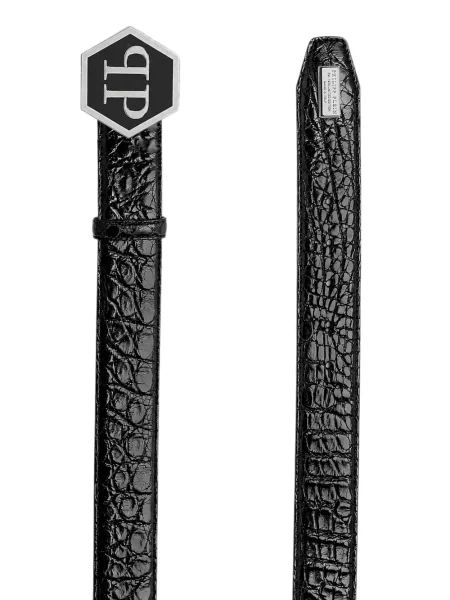 Cu centură curea Philipp Plein din piele negru