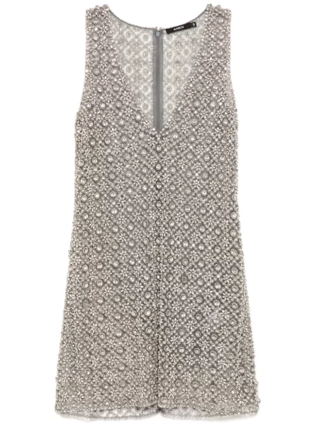 Rochie mini Amen cu broderie de costum argintiu