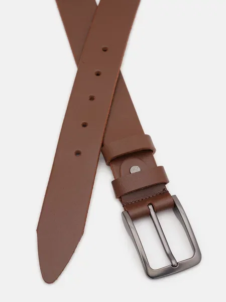 Кожаный ремень Borsa Leather с ремешками коричневый
