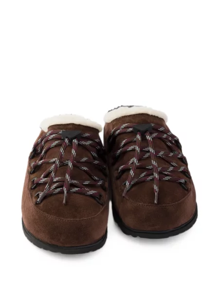 Papuci tip mules Prada din piele de căprioară maro