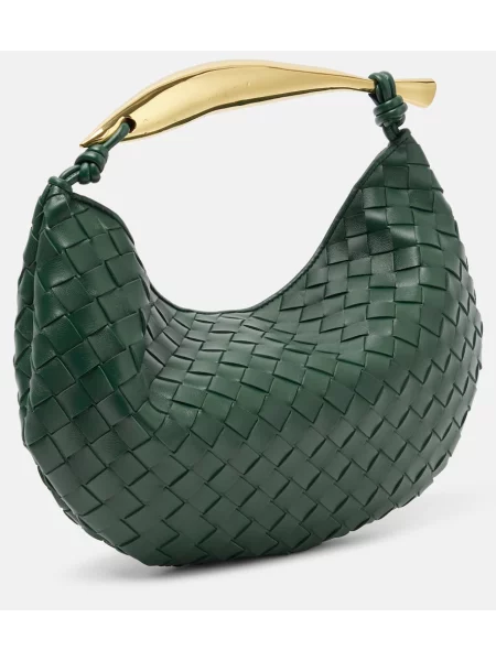 Geanta de piele Bottega Veneta Handle din piele verde