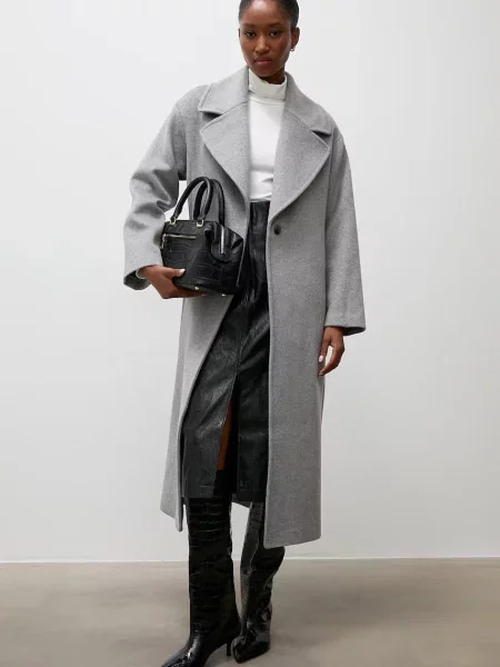 Palton Answear.lab de lână elegant gri