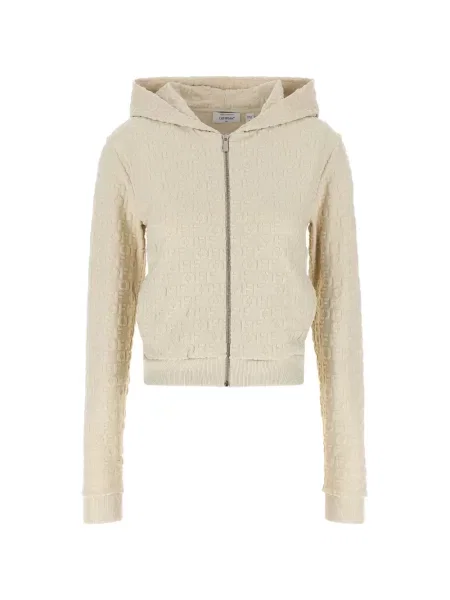 Hanorac cu glugă Off-white din jacard cu autograf alb