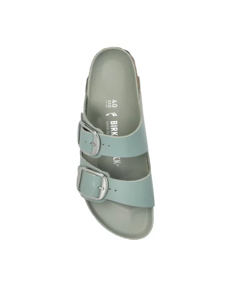 Klapki Birkenstock skórzane na sprzączkę niebieskie