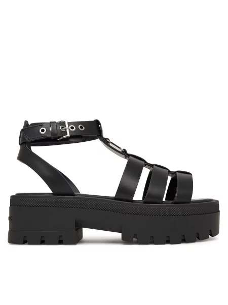 Sandály Tommy Jeans Tjw Fisherman Leather Max Sandal černá