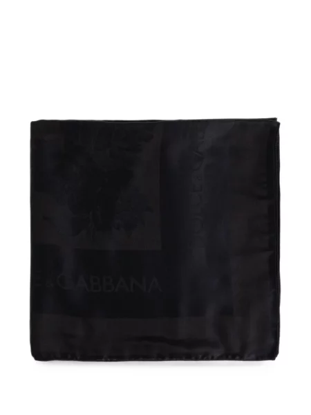 Fular Dolce & Gabbana din satin cu autograf negru
