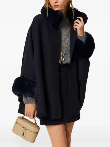Poncho Twinset de lână albastru
