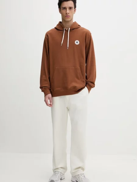 Converse pulover s kapuco z bombažem rjava