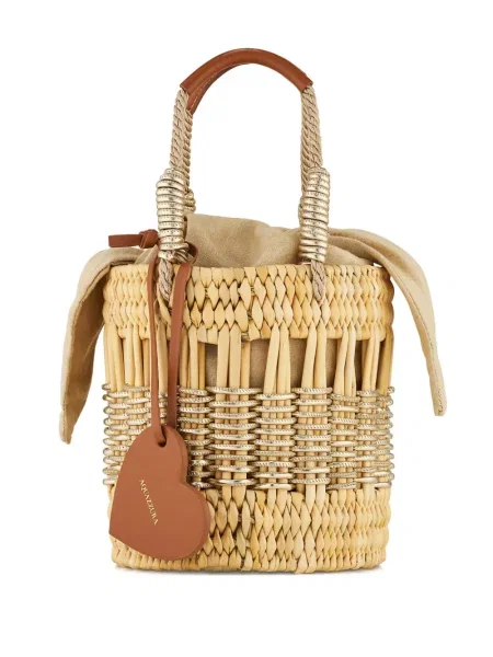 Слама плажна чанта Aquazzura със сърца