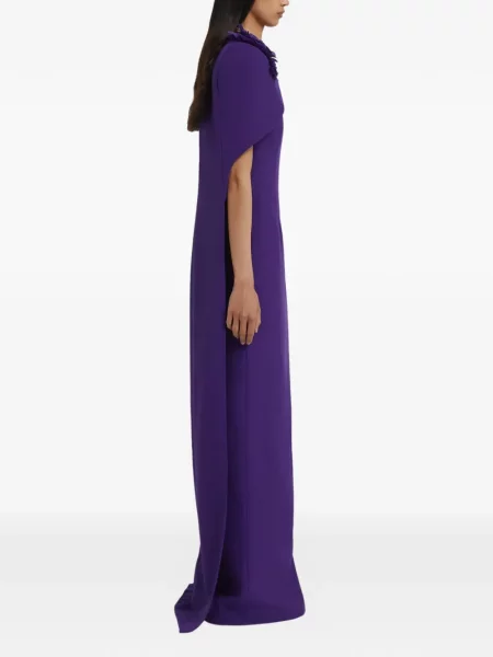 Rochie maxi Safiyaa cu model floral cu aplicații violet