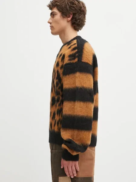 Aries sweter z dodatkiem wełny Brushed Leopard brązowy
