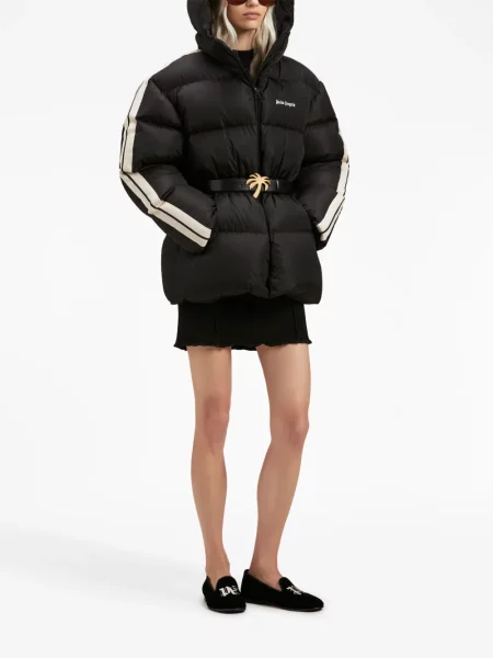 Raštuotas pūkinė striukė Palm Angels juoda