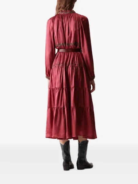 Rochie midi Fortela cu broderie de mătase roșu