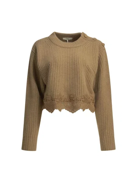 Krótki sweter Chloe wełniany brązowy