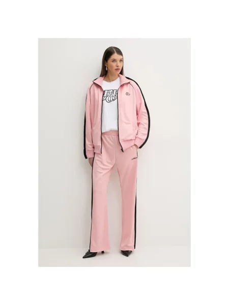 Fiorucci spodnie dresowe Puffy Piping Track Trousers z aplikacją różowy