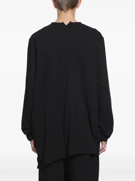 Lung tricou Ziggy Chen cu decolteu în V negru