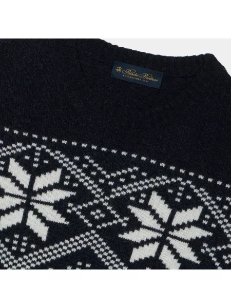 Sweter Brooks Brothers wełniany we wzór norweski niebieski
