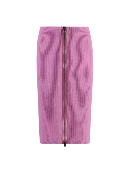 Spódnica Tom Ford wełniana prążkowana różowa