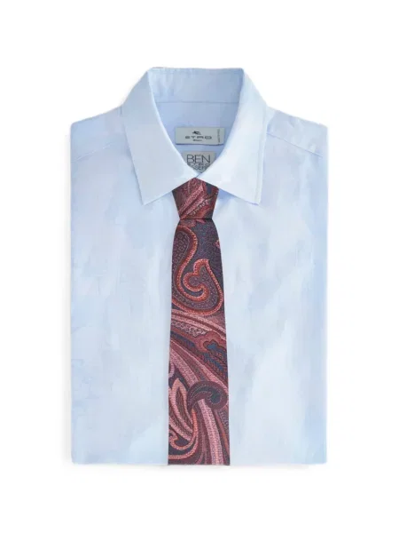 Cravată Etro de mătase cu model paisley roșu