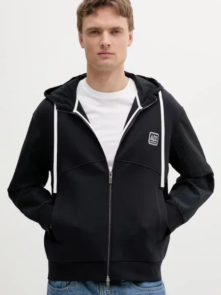 Geacă Armani Exchange cu glugă albastru