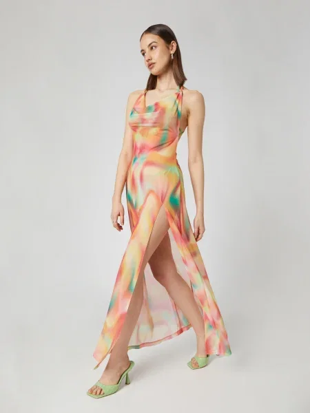 VIERVIER Rochie Elaine / portocaliu / roz galben
