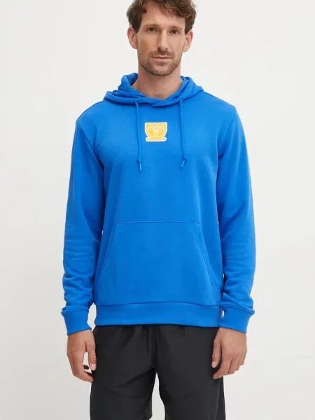 Mikina adidas Originals s kapucí s potiskem modrá