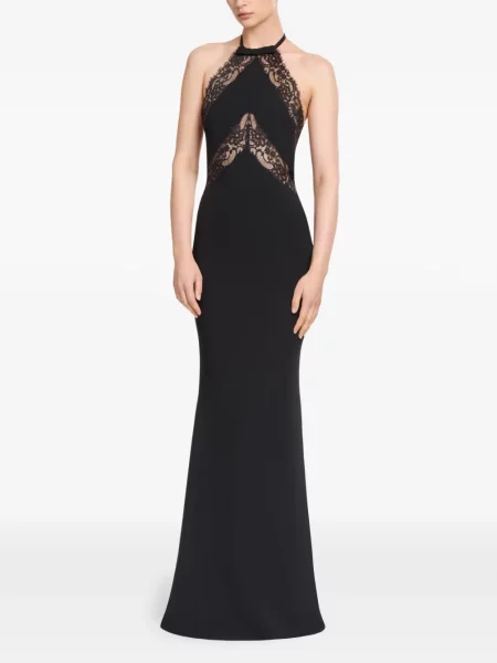 Рокля Elie Saab с дантела с халтер деколте черно