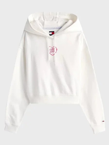 Толстовка Tommy Jeans з сердечками біла